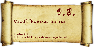 Vidákovics Barna névjegykártya
